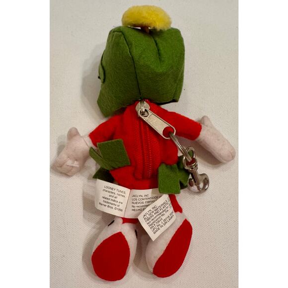Vtg 1999 Marvin the Martian Beanie Plush Keychain Zip Back Looney Tunes - Picture 2 of 4